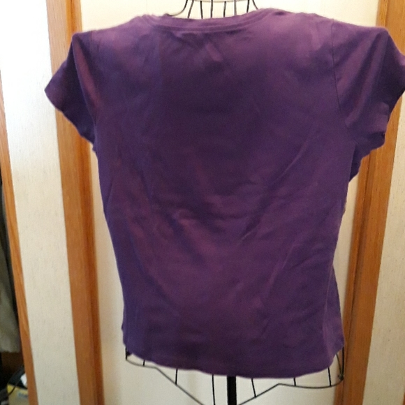 St. John's Bay Purple short sleeve top - Picture 2 of 3